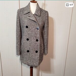 LL Bean | Herringbone Patterned Insulated Pea Coat